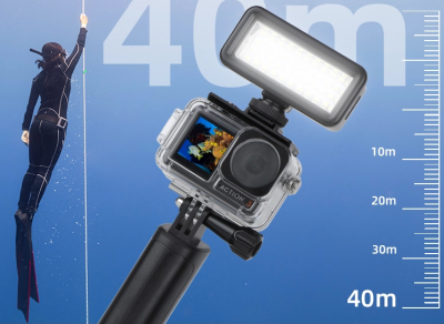 Водонепроницаемый IPX8（40 метров) прожектор для камер GoPro 12/ Action 3